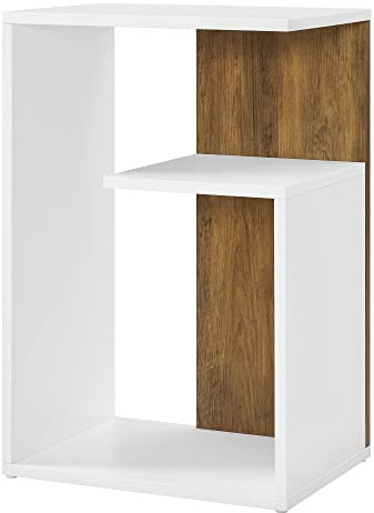 VASAGLE Beistelltisch, Nachttisch, Kleiner Tisch, offen, Regal, mit Stauraum, vertikal oder horizontal benutzbar, modern, 30 x 40 x 60 cm, für Wohnzimmer, Schlafzimmer, walnussbraun-weiß LET224T41