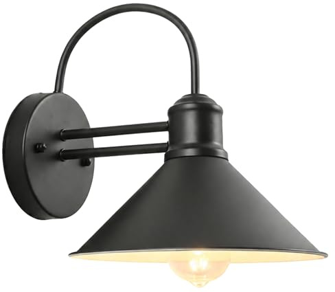 Moddeny Retro-Außenwandleuchten, wasserdichte Wandleuchten im Landhausstil mit Schwanenhals aus Eisen für den Außenbereich, E27, schwarz, für Garage, Terrasse und Eingang