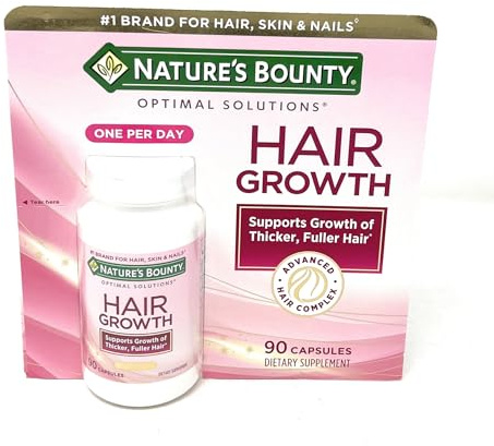 Nature's Bounty Hair Growth Supplement, 1 Per Day, Clinically Shown to Support Thicker, Fuller Hair, with Biotin, Silicon & Arginine, 90 Capsules
