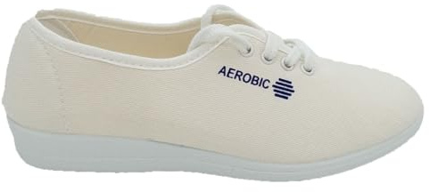 Aerobic CORDÓN CÓMODO Cano Confort Playera DE Mujer Lona Zapatilla Blanca 10902