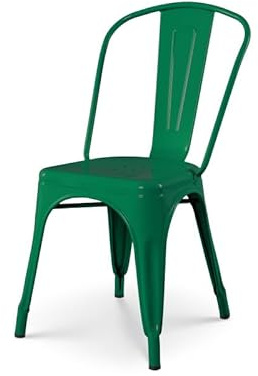 Kosmi - Stuhl aus Metall, Tannengrün, industrieller Stil ? glänzende Oberfläche (1, grün)