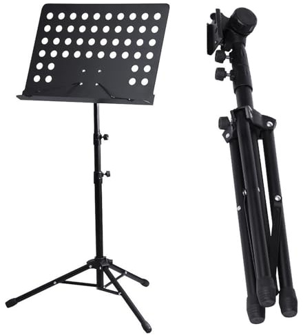 ARA CHOICE Pupitre d'orchestre pliable entièrement réglable en hauteur avec support de base Noir
