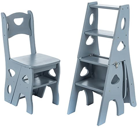Portable Lightweight 4 Tier Ladder Chair - Convertible Folding Step Ladder, Display Stand, Stool, and Storage Shelf - Ideal for Home Use