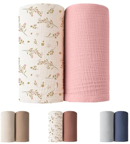 Winmany Baby-Wickeldecken aus Musselin für Neugeborene Jungen Mädchen Kinderzimmer Wickeltuch Baby-Essentials für das ganze Jahr, 100 x 100 cm