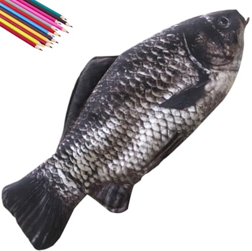 NJCXOLA Fisch Mäppchen, Schlampermäppchen, Simulierte Fisch Stofftasche, Kreative Simulation Federmäppchen Lustige Briefpapierbox Gesalzener Fisch Federmäppchen (Karausche)