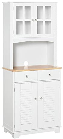 Nordic - Aparador de cocina moderno con 2 puertas, 2 cajones y estante abierto, elegante armario para microondas, muebles multifuncionales para organización del hogar