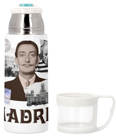Bouteille thermo en Inox avec Tasse Intégrée - Madrid Vintage Voyage Culture Artiste Espagne - 350ml - Bouteille Isotherme