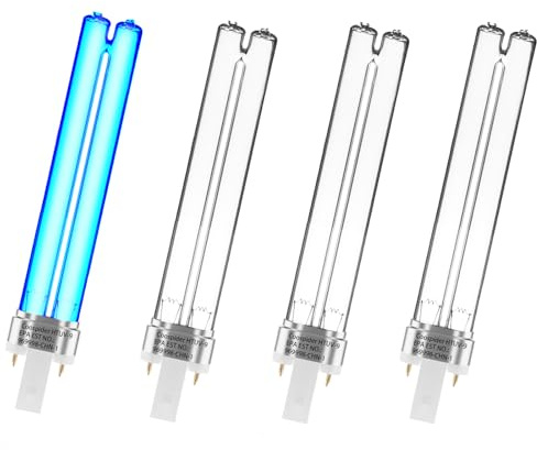 coospider-repta 4 Pack 9 WATT UVC PL-S9/TUV G23 Base Replacement UV Light Bulb for Outdoor Pond Clarifier Compatible with JUP-01 UVE9 CF400 CF500 UVCP-9 UV Light for Aquarium