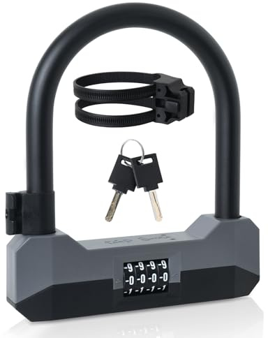 LOHASWORK Bike Locks Heavy Duty Anti Theft,Combo Bike U Lock with 2 Keys,18mm Shackle,4-Digit Resettable Combination Bicycle Lock with Sturdy Mounting Bracket for EBike Electric Scooter Motorcycle