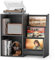 Bikoney Mueble para Tocadiscos con Almacenamiento de Vinilos – Mesa Giradiscos con Estante Expositor, Capacidad para 220 Discos, Consola de Medios para Estéreo y Equipos de Audio (Negro Vintage)