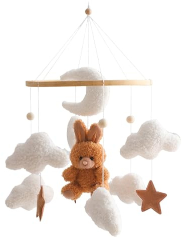 Rabbit Mobile Krib – mobiles Babyzimmer, niedliches Babyzimmer | Kaninchen-Thema zum Aufhängen der beweglichen Wiege, neutrales Baby, Förderung der sensorischen Entwicklung, bunny Dekoration