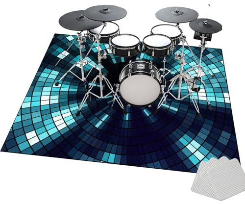 Alfombra Acusticas, Alfombra para Batería Tambor, Alfombrilla de Protección del Suelo, Alfombras de Batería Acústico para Kits de Batería Electrónica Bombo Caja, 100 x 80 cm Alfombrilla de Tambor