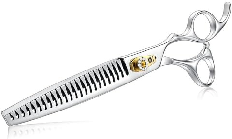 Dream Reach Chunker Dog Scissors - 8 Inch Ergonomic Professional Pet Grooming Fishbone Shears with Adjustable Screw