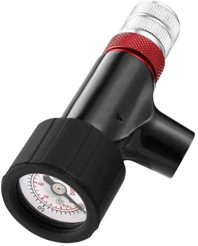 CO2-Inflator-Kopf für Mountainbike, schnelles Pumpen, Fahrradpumpe mit Manometer, Aluminiumlegierung, CO2-Fahrrad-Reifenfüller