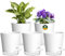 10cm Self Watering Plant Pots, 5 Pack Plastic Self Watering Planter with Drainage Holes & Saucer, Ideal for All Indoor Outdoor House Flowers and Plants(White With Transparent Drainage)