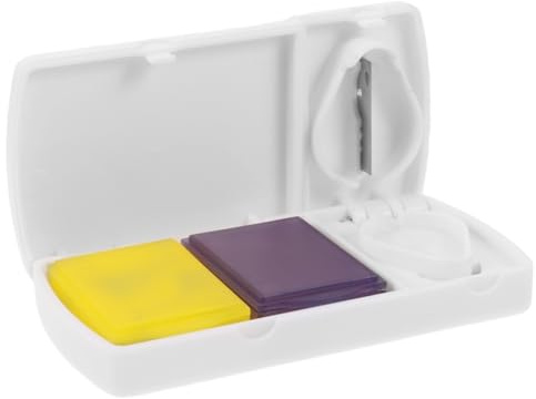 WEKAMOS Divisore Per Compresse Portatile in Acciaio Scatola Di Immagazzinaggio Bianca, Taglierina Per Pillole Multifunzione Per Vitamine e Capsule, Utile Per La Gestione Quotidiana Dei Farmaci