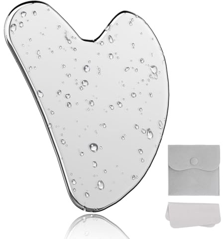 Alyvisun Gua Sha, Gesichtsmassagegerät Edelstahl, für Anwendung Gegen Face Leichte Schwellungen, Mit Tragetasche & Reinigungstuch für Gesicht & Körper
