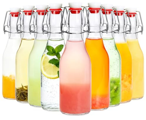 JOBVERT Swing Top Bottles,8.5oz 9 Pack Flip Top Glass Bottle with Airtight Grolsch Closures, Reusable for Kombucha, Beer, Cold Brew, Homemade Beverages & Storage