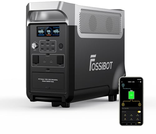 FOSSiBOT F3600 Pro Centrale Elettrica Portatile, 3840 Wh LiFePO4 - Generatore solare portatile con uscita 3 x 230 V AC 3600W, Power Station, interruzione di corrente, viaggio