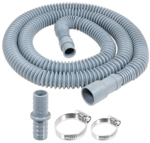 SPARES2GO Drain Hose Extension Kit 2m Washing Machine Dishwasher Waste Water Outlet Pipe (19mm / 28mm Ends)