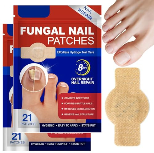 Nagelpflege-Pflaster, 42 Stück, zur Reparatur verfärbter, verdickter Nägel, 8-Stunden-Nagelerneuerung über Nacht, wasserfest, für Männer und Frauen