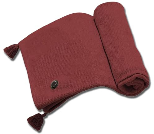 Portable Heated Shawl,Outdoor Wearable Wireless Electric Blanket,Warm Washable Throw Blanket with Three Temp Settings,for Elderly Wife Mother Adults Road Trip Working (Red)