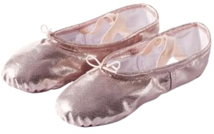 WUYXTO Ballerinaskor för flickor, med platt sula, mjukt läder, balettskor, för snörning, dans, träning för kvinnor, Rosa med slips, 46 EU