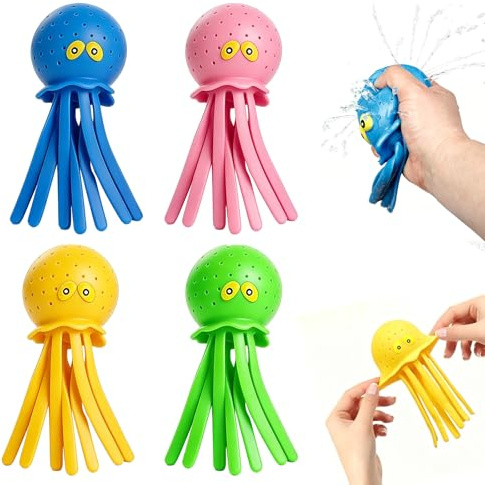 Set mit 4 Oktopus Wasserbomben,Wasserspielzeug Outdoor Spielzeug ab 3 4 5 6 7 8 Jahre Junge und Mädchen,Sensorisches Stressabbau Poolspielzeug für Kinder,Sprinkler Spiele,Sommer Partytütenfüller | Wasserspielzeug Outdoor Spielzeug ab 3 4 5 6 7 8 Jahre Junge und Mädchen,Sensorisches Stressabbau Poolspielzeug für Kinder