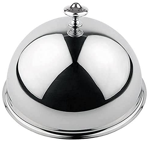 APS Glocke, Cloche, Edelstahl 18/8 Haube, außen hochglanzpoliert, innen matt poliert, mit verchromten Griff, 29,5 x 29,5 cm, Höhe 16,5 cm