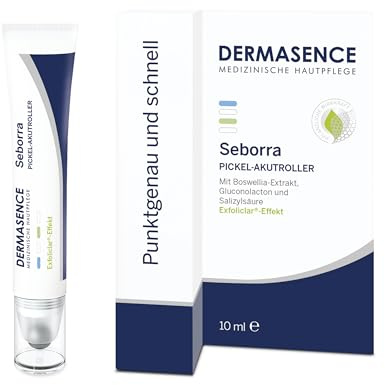 DERMASENCE Seborra Pimple Relief Roll-on da 10 ml, Trattamento brufoli per un'applicazione mirata, Spot on acne leggero e trasparente, Siero viso pelle grassa, mista e acneica