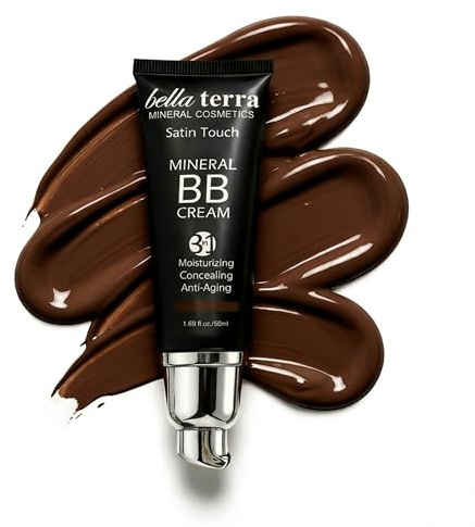 Bellaterra Cosmetics BB Cream – Tinted Moisturizer & Mineral Foundation Makeup, Dark 108 – Lightweight, Oil-Free, Buildable Coverage, Matte Finish, Anti-Aging Concealer, Clean Beauty, 1.69 oz