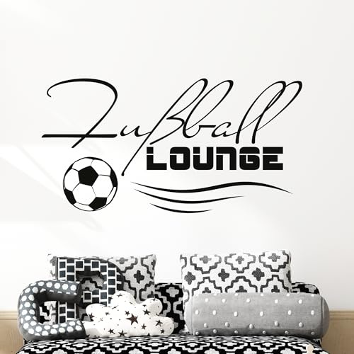 GRAZDesign Wandtattoo Fussball Kinderzimmer Fußball Lounge | Wandaufkleber Tor WM Sport | Türaufkleber Jugendzimmer Kinder Jungs Fußballspieler, 58x30cm, 070 schwarz