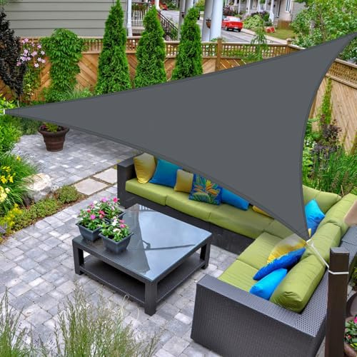 AXT SHADE Solsegel Impregnerad 3.6x3.6x3.6m Triangel Solskydd Aegel Vattentätt 95% UV-block för Markis Bolkong Trädgård-Antracitgrå