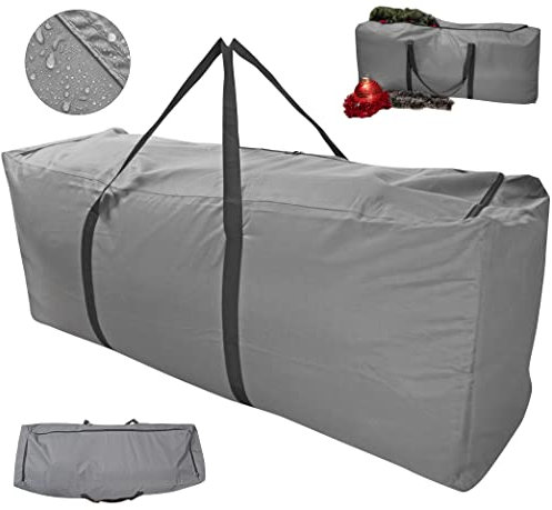 Kingsbridge Christmas Tree Storage Bag XL-Double Stitched Seams on Waterproof 600D Fabric-For 7ft/9ft Trees-3 Way Zip for Easy Loading-LxWxH 140cmx45cmx55cm Xmas Tree Storage Bag