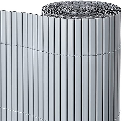 Cañizo PVC de Doble Cara Gris 3x1,5 metros | Resistente 1.200 gr/m2, Decorativo y Fácil Instalación | Alta Privacidad y Ocultación para Valla, Jardín, Balcón o Terraza