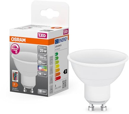 OSRAM STAR+ RGBW PAR16 LED Reflektorlampe mit GU10 Sockel, RGB-Farben per Fernbedienung änderbar, 4.5W, Ersatz für 25W-Reflektorlampe, matt, LED Retrofit RGBW lamps with remote control
