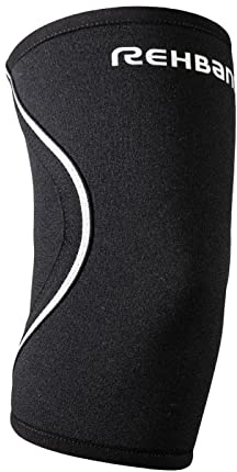 Rehband Ellenbogenbandage Sport & Alltag - 3mm SBR/Neopren Bandage Ellenbogen rutschfest, stabilisierende Armbandage Ellenbogen mit Kompression Damen & Herren, Farbe:Schwarz, Größe:XS