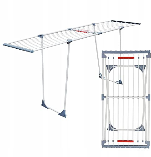 York Wäscheständer mit 20 m Trockenfläche Flügelwäschetrockner aus Edelstahl Ausziehbar Stabil Standtrockner klappbar Wäscheständer ideal für Wohnung Balkon Garten 110 x 55 x 10cm