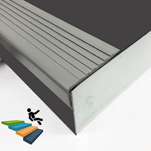 KADEUX Anti-Rutsch Treppenkantenprofil Gummistreifen, 60×25×3mm Stufenkantenprofil, Treppenstufen Kantendekoration Leiste Für Im Innenbereich Holz Fliesen (Color : Grey)
