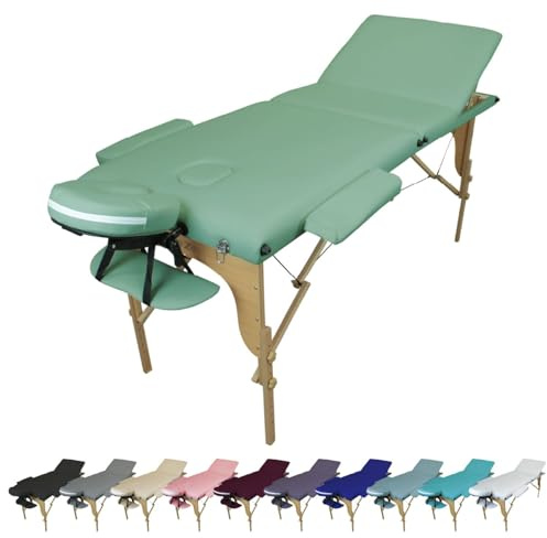 Vivezen - Table de Massage Pliante 3 Zones en Bois avec Panneau Reiki + Accessoires et Housse de Transport - Plusieurs Coloris