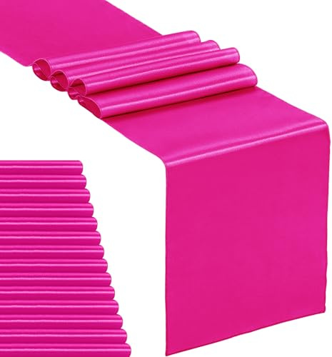 Hahuho Lot de 15 chemins de table en satin - 30,5 x 274,3 cm de long - Pour mariage, fête d'anniversaire, banquet - Fuchsia - 30,5 x 274,3 cm de long