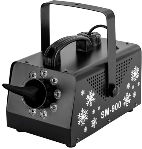 9 * 3W LED Schneemaschine,180-240ft² Schneekanone mit Fernbedienung,Beleuchtungseffekte Mit Verblassen, Blitz, Sprung,für Halloween, Weihnachten,Partys