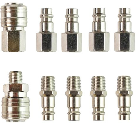 10Pcs Air Compressor Tools 1/4 BSP Air Line Connectors Accessories,Airline Fittings,Air Tools for Compressor