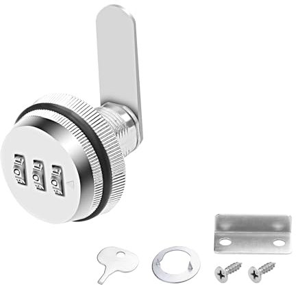 MEIRIYFA Cerradura de leva de combinación, cerradura de gabinete con código de contraseña con cilindro de 3/4 pulgadas, acabado cromado, cámara combinada de seguridad para buzón (20 mm, plateado)