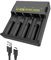 18650 Battery Charger for 4-Bay Slots Li-ion AA AAA Rechargeable Batteries 3.7V Individually LCD Light Universal for 26650 21700 18650 18500 18490 16340 14500 USB Type C Fast Charging Black