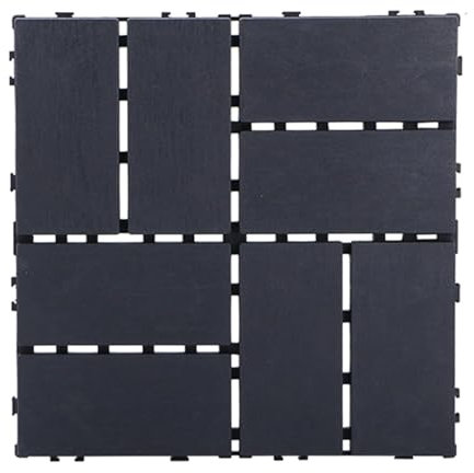ELzEy 1 Uds. Baldosa de Cubierta de Patio entrelazada compuesta de 12x12 Pulgadas, baldosa Cuadrada Decorativa for Patio al Aire Libre-cortable(Grigio)