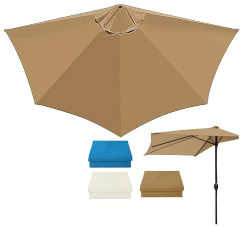 Reemplazo de Media sombrilla para Exterior de 2,7 m - Parasol de poliéster Impermeable y Resistente a la decoloración para Patio, jardín y Porche - Cubierta de 5 Varillas