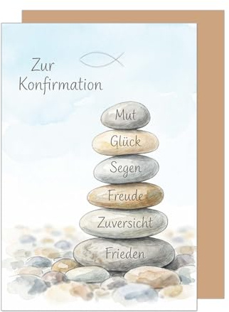 Edition Seidel Premium Glückwunschkarte zur Konfirmation mit Umschlag. Konfirmationskarte Karte Grußkarte Spruch Sprüche Mädchen Junge Jugendliche Steine Freude Frieden Wünsche (KF368 SW026)