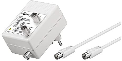 Goobay 67226 Amplificatore Antenna per Due Dispositivi (DVB-T/DVB-T2/DVB-C), Bianco