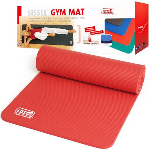 SISSEL® Gymnastikmatte Rot 1,5cm | Hautfreundlich & Rutschfest | Optimale Dämpfung | Leicht Einrollbar | Für Fitness & Yoga | Maße: 180x60cm